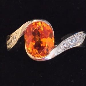 Beautiful Orange GemStone White Crystals Silverton